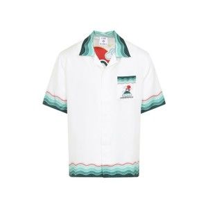 Casablanca White Silk Wavy Mountains Cuban Collar Shirt - NWT